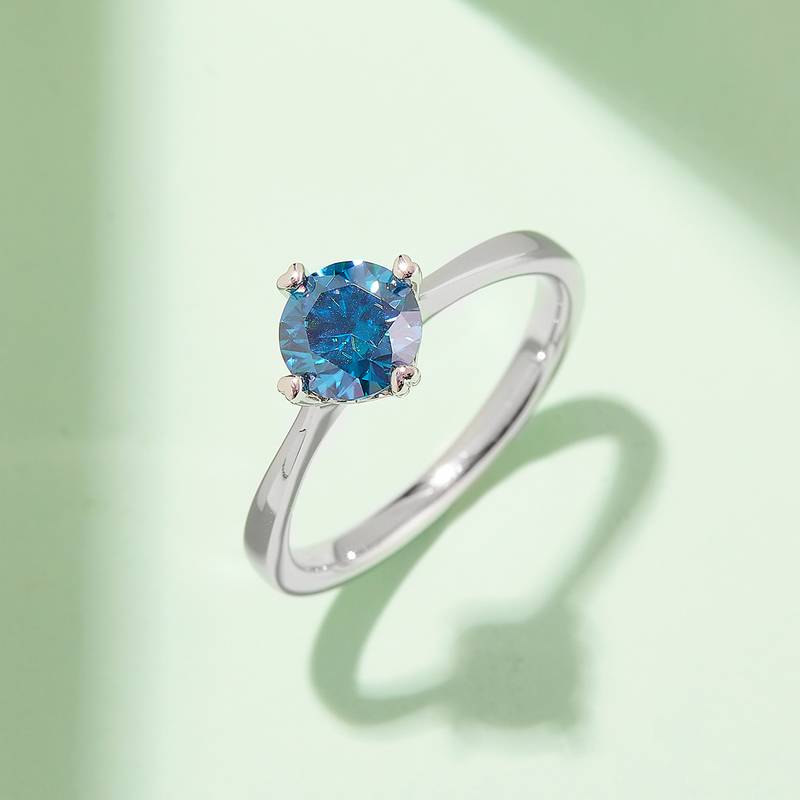Straight arm classic four claw S925 silver plated platinum moissanite diamond women's ring 1 carat D-grade